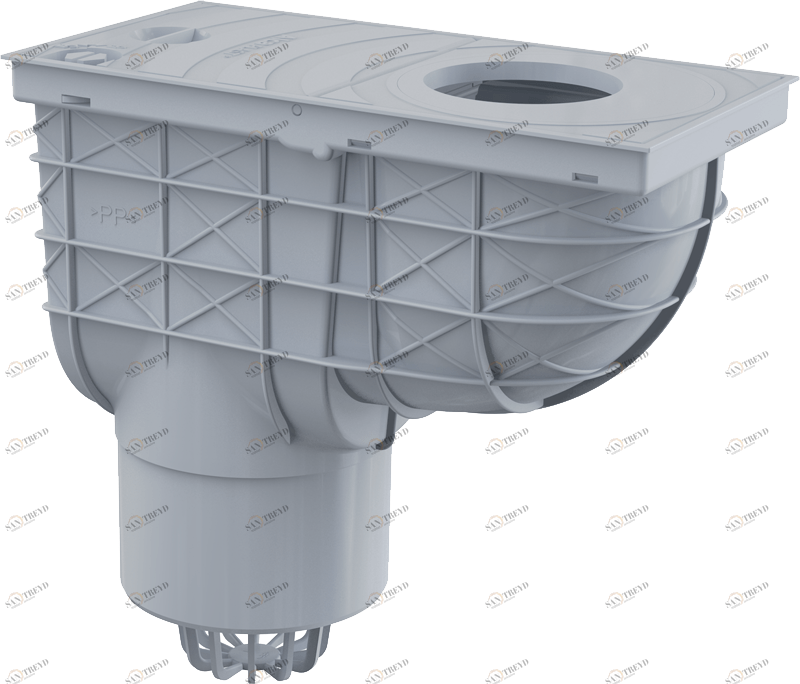 Ливнеотвод 300×155/125 мм, сток – прямой, серый ALCAPLAST AGV2S