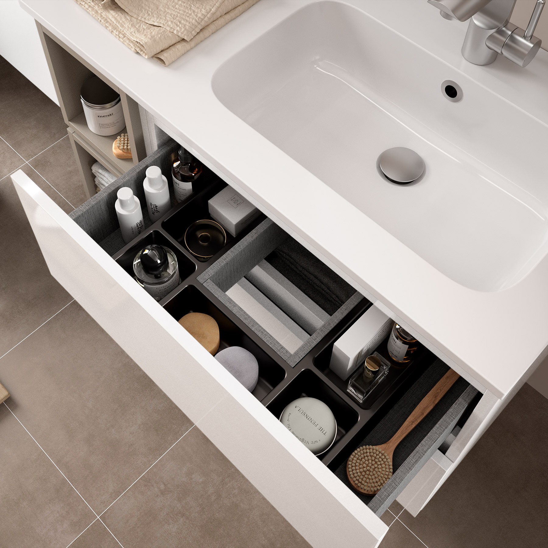 23329 SALGAR Мебель для умывальника FUSSION LINE 900 2 ящика GLOSS WHITE 897 x 540 x 450 мм Глянцевый белый - Вид №2