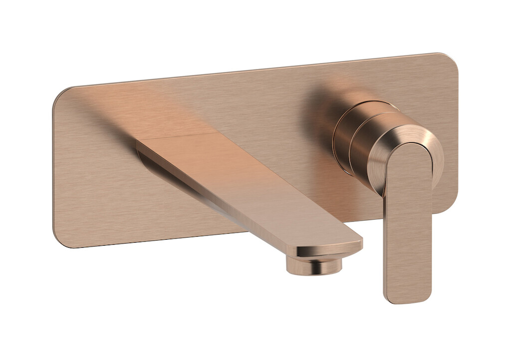 Встроенный в стену смеситель для раковины на 2 отверстия в комплекте с донным клапаном WE ARE IB c6206sr Brushed Rose Gold C-67