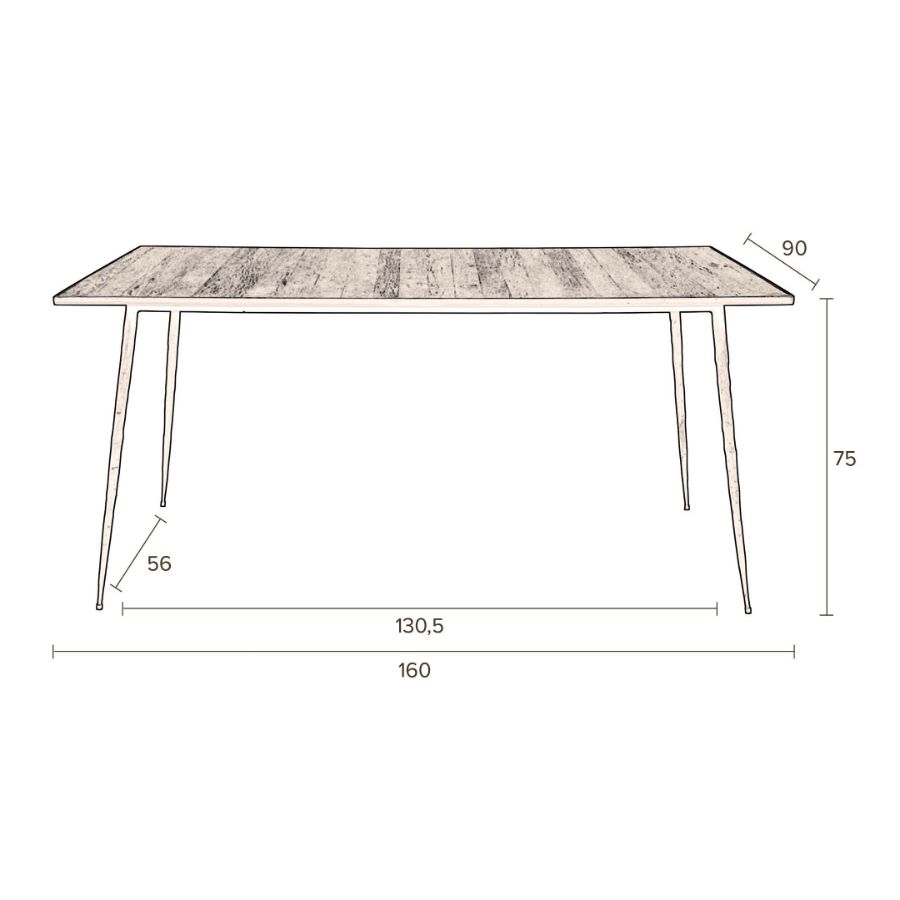 Стол Pepper, 160х90 см, коричневый Dutchbone 2100088 - Вид №9