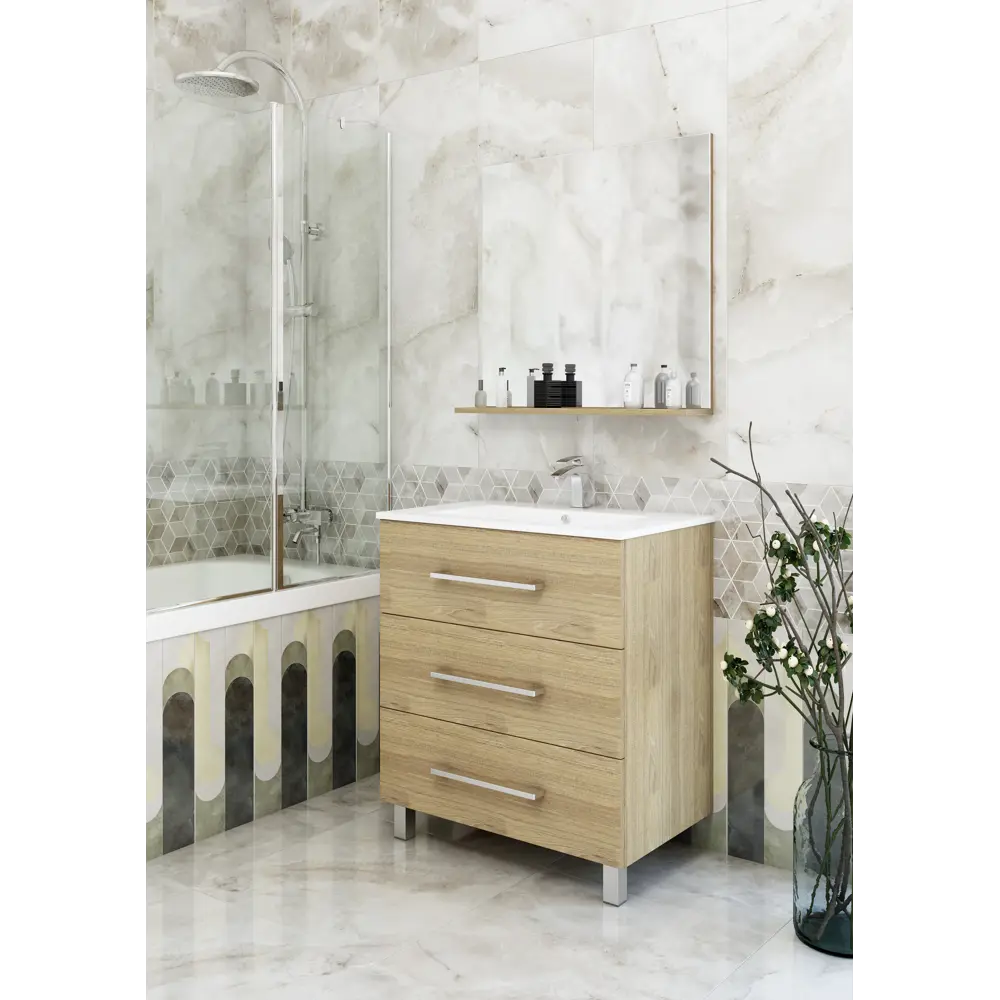 Тумба под раковину напольная Sanflor «Мадрид» 75x84 см цвет вяз STLM-2136381 - Вид №6