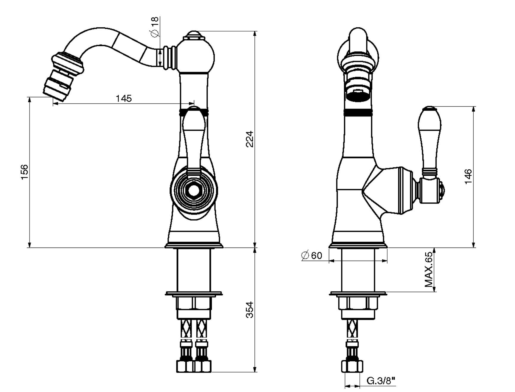 Смеситель для биде с автоматическим сливом GATTONI Orta ARCH-00000437 - Вид №2