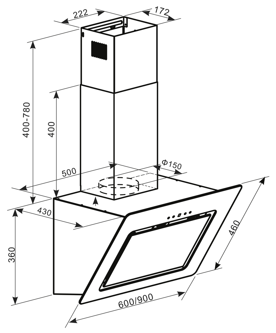 9082723 Вытяжка наклонная Оasis NA-60B черный/черный OASIS STDN-0110590 - Вид №12