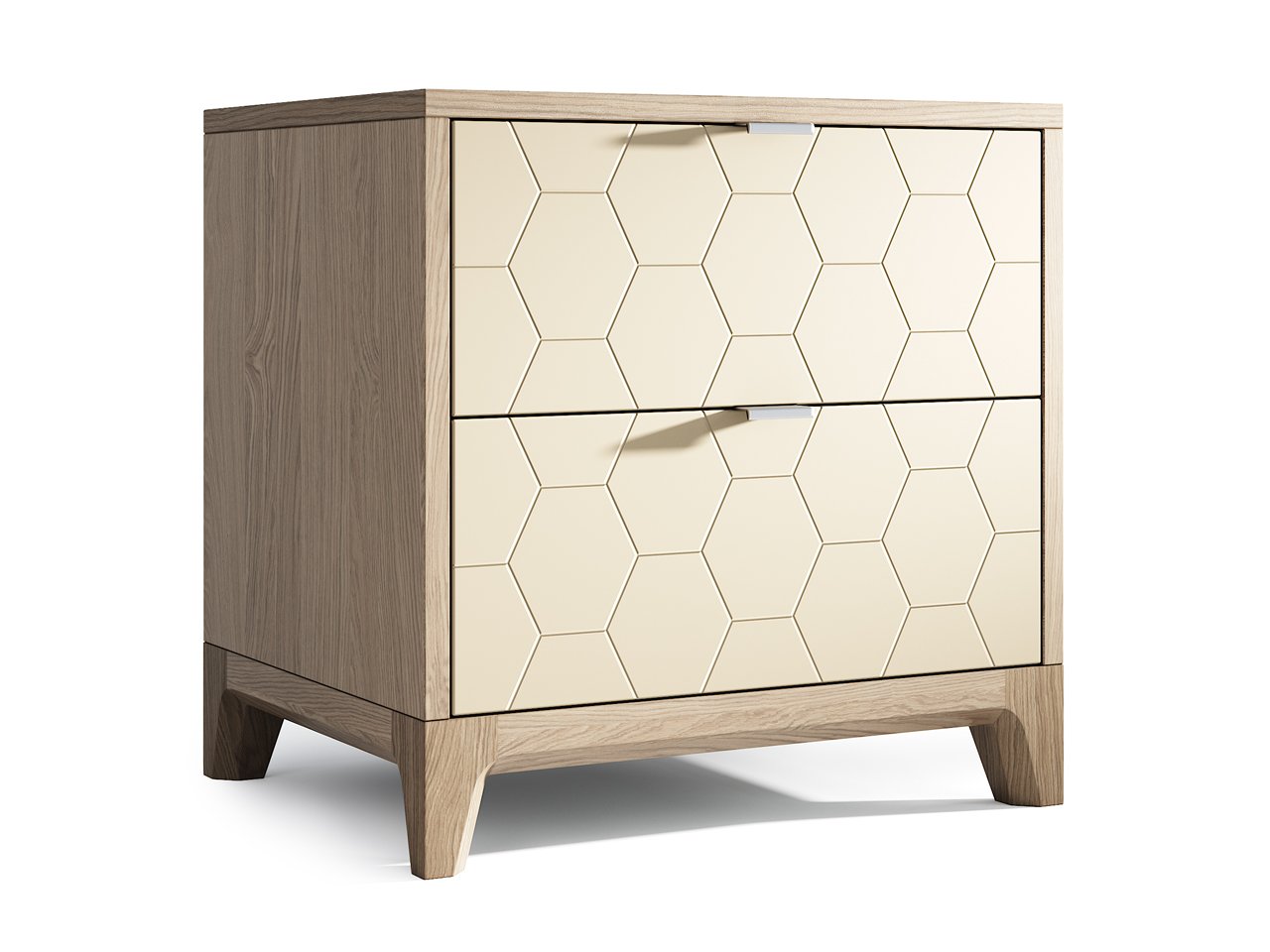 Прикроватная тумбочка дизайнерская с рисунком "Соты" бежевая Case THE IDEA  210322 Бежевый  - Вид №1