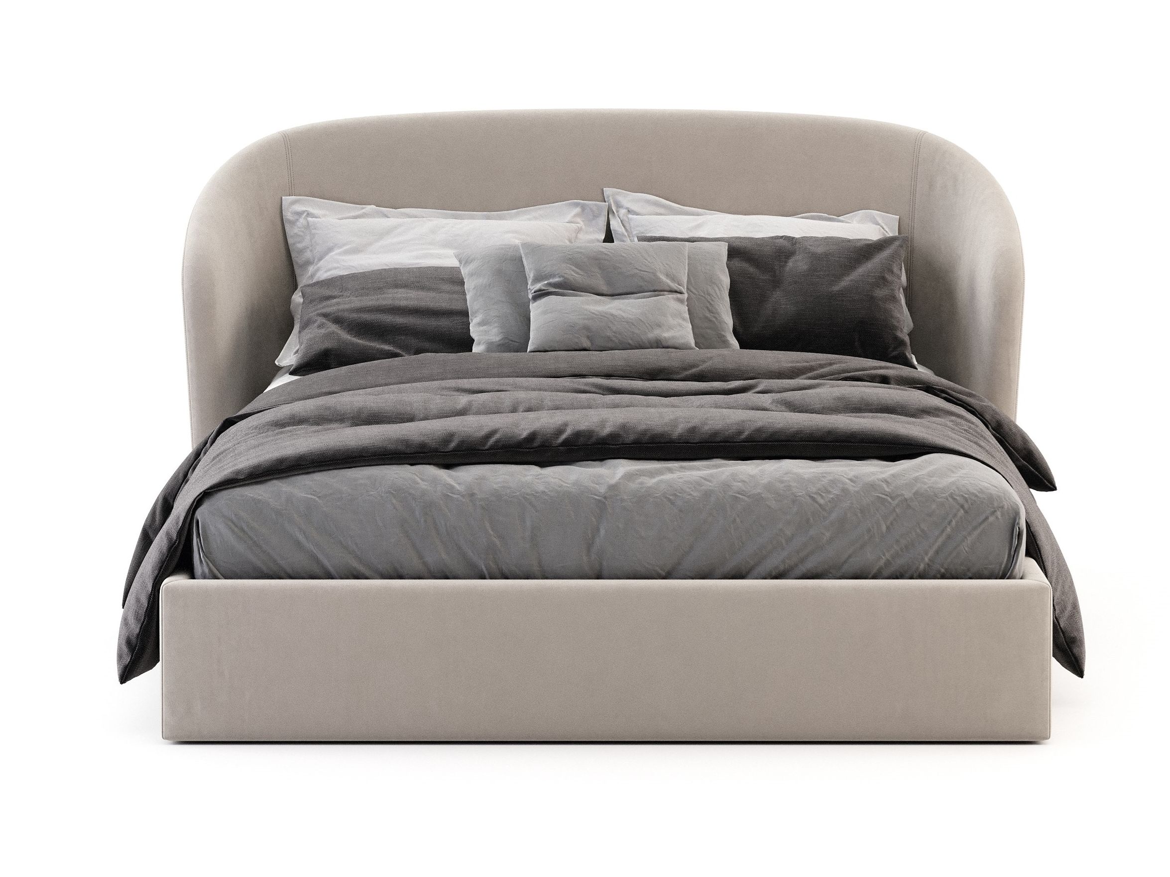 Бархатная двуспальная кровать с мягким изголовьем Stylish Club Fortune ARCH-00148202 - Вид №1