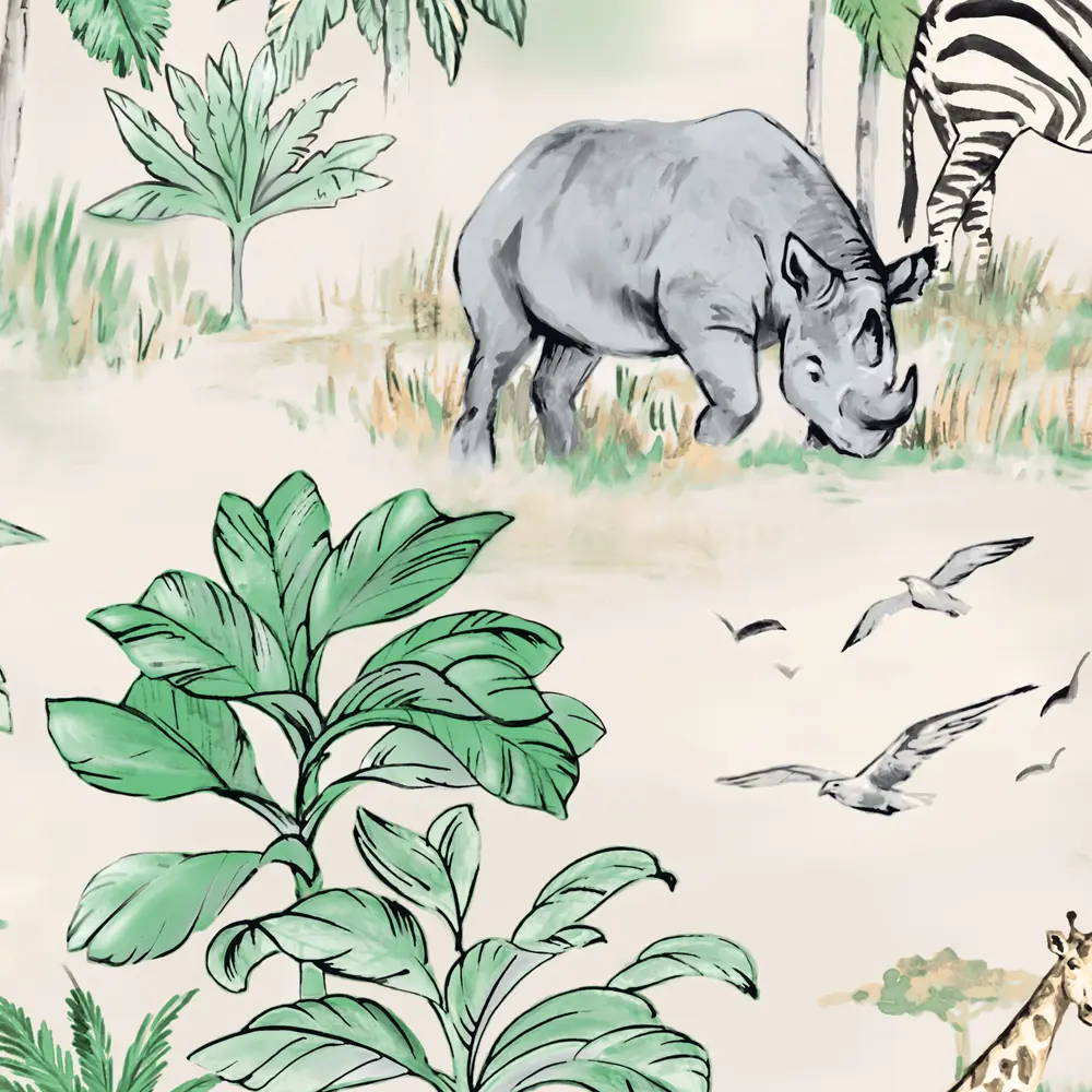 WALLSECRET Safari - флизелиновые обои с африканским колоритом в зеленых тонах 89372717 STLM-1447978 - Вид №1