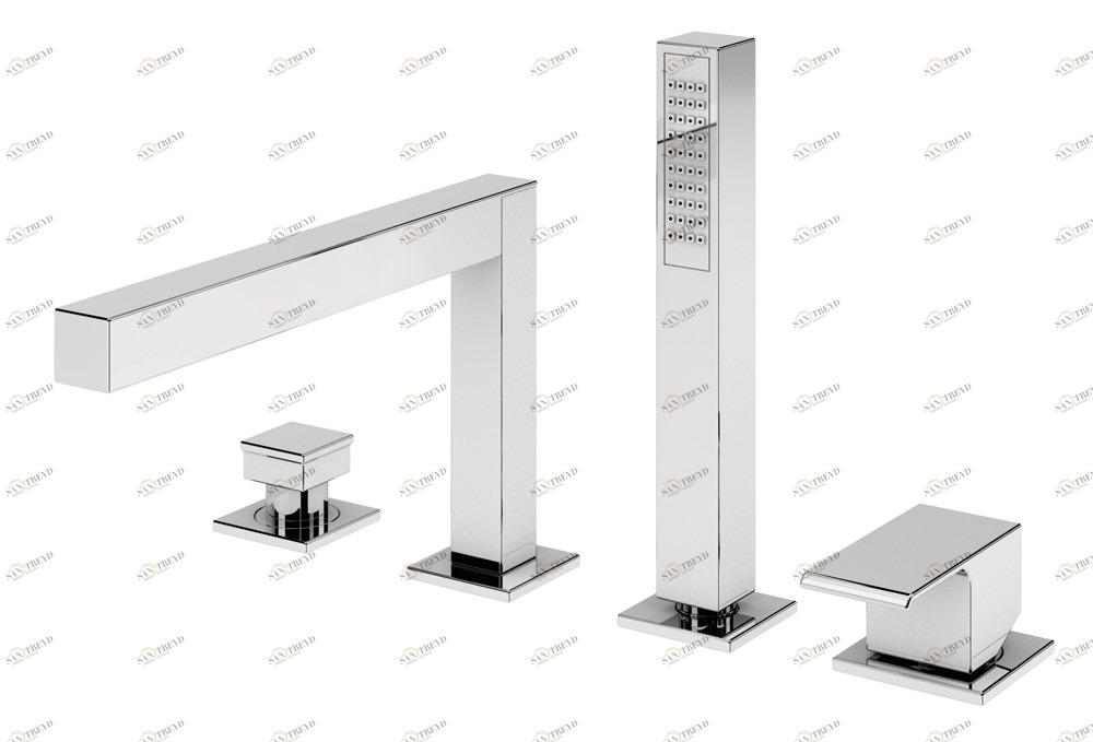 Смеситель на борт ванны с выдвижным душем и переключателем CEZARES PORTA-BVDM4-NOP