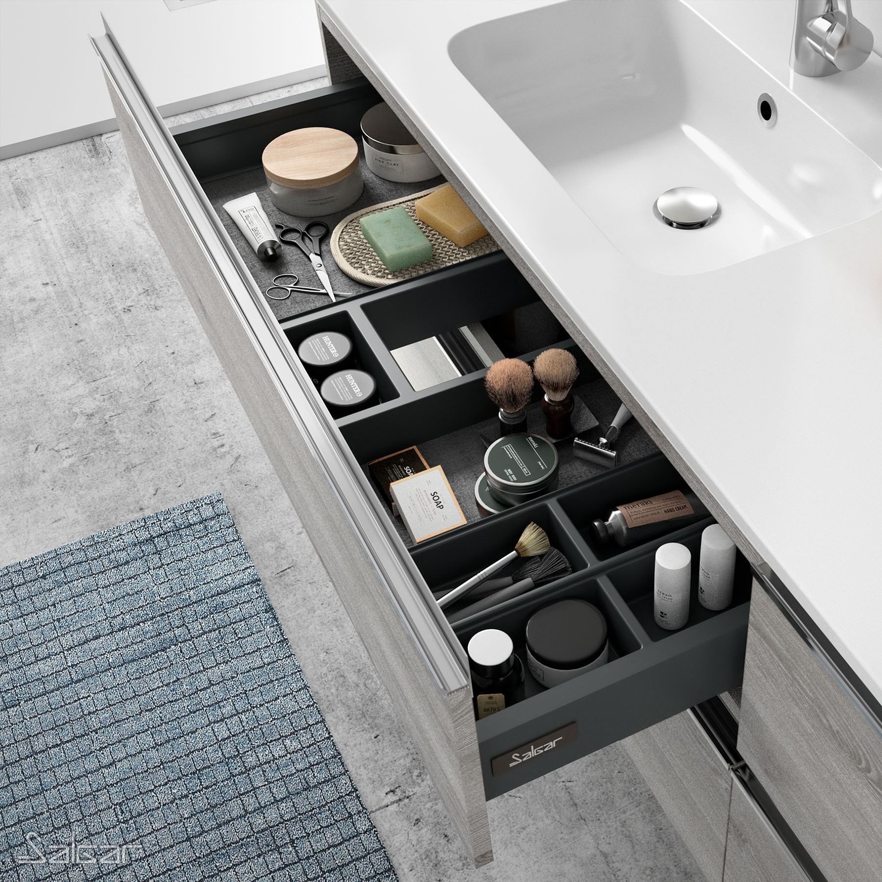 23892 SALGAR Мебель для умывальника SPIRIT 1200 2 металлических ящика BAY PINE 1194 x 540 x 450 мм Лавровая сосна - Вид №2