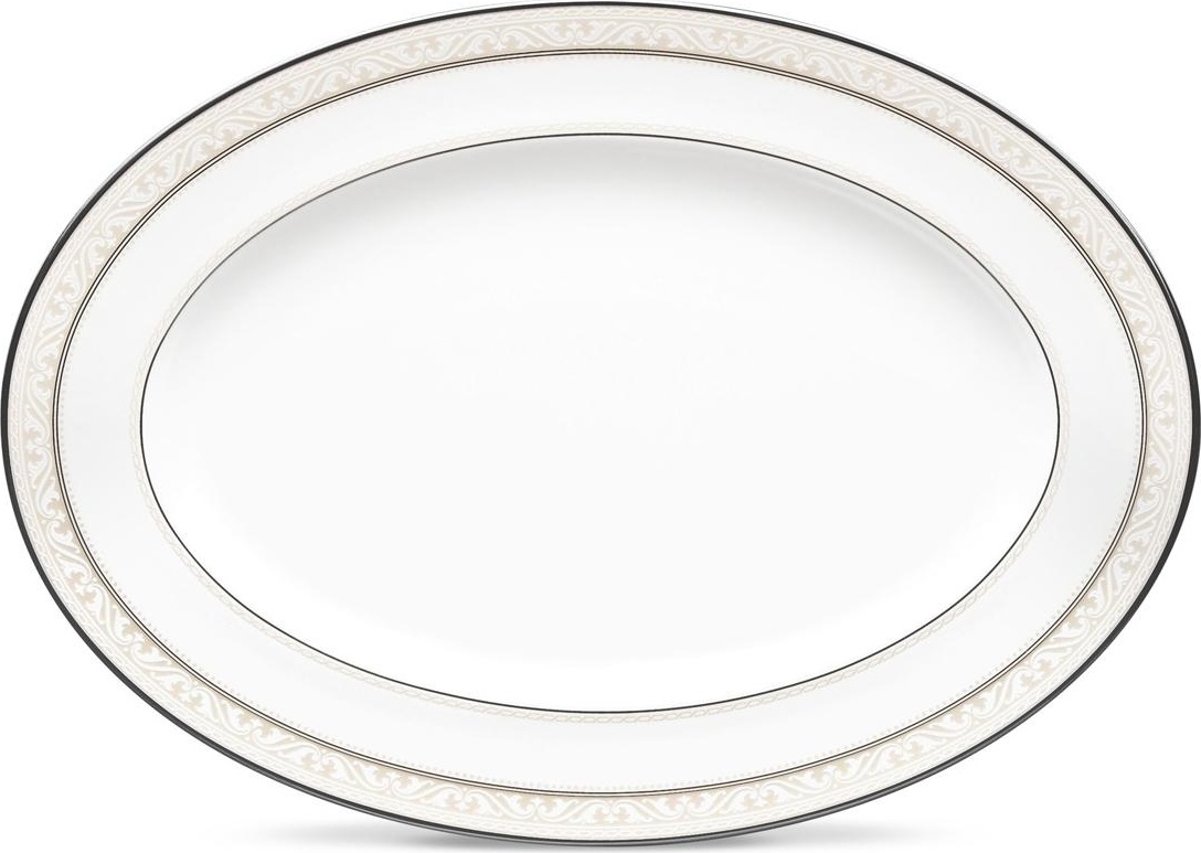 54830 Noritake Блюдо овальное Noritake "Монтвейл, платиновый кант" 37см Фарфор костяной 