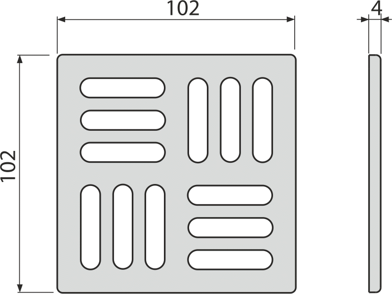 Решетка для cливных трапов из нержавеющей стали 102×102 мм, нержавеющая сталь ALCAPLAST MPV011 - Вид №1