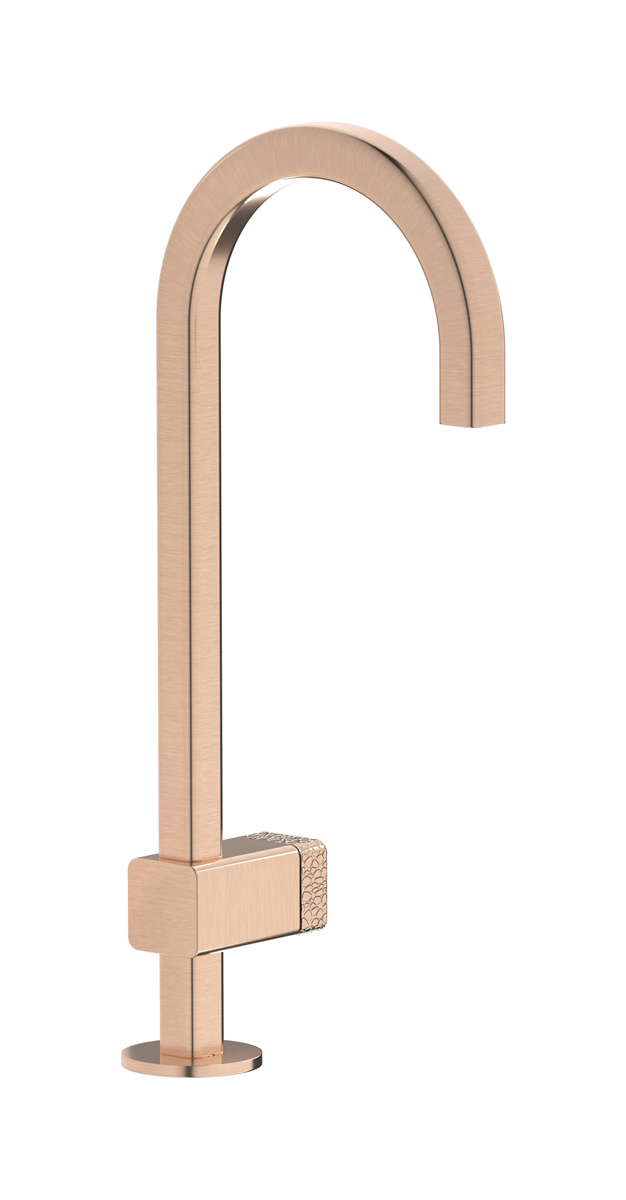 Монорычажный прогрессивный смеситель на раковину в комплекте с донным клапаном. WE ARE IB eo200sr_4 Brushed Rose Gold Elio