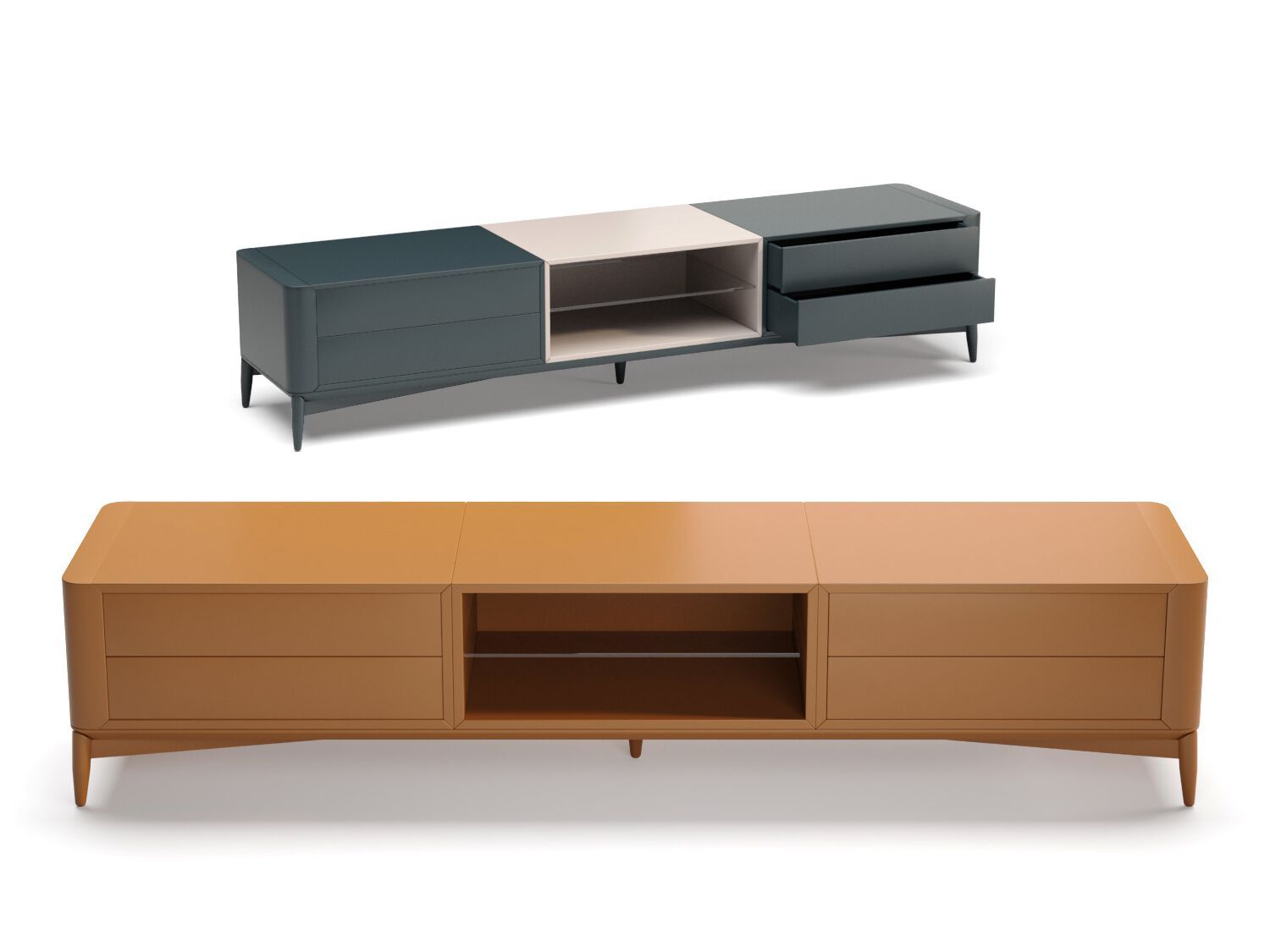 Низкий деревянный шкаф для телевизора с ящиками PRADDY Natur ARCH-00073772 - Вид №3