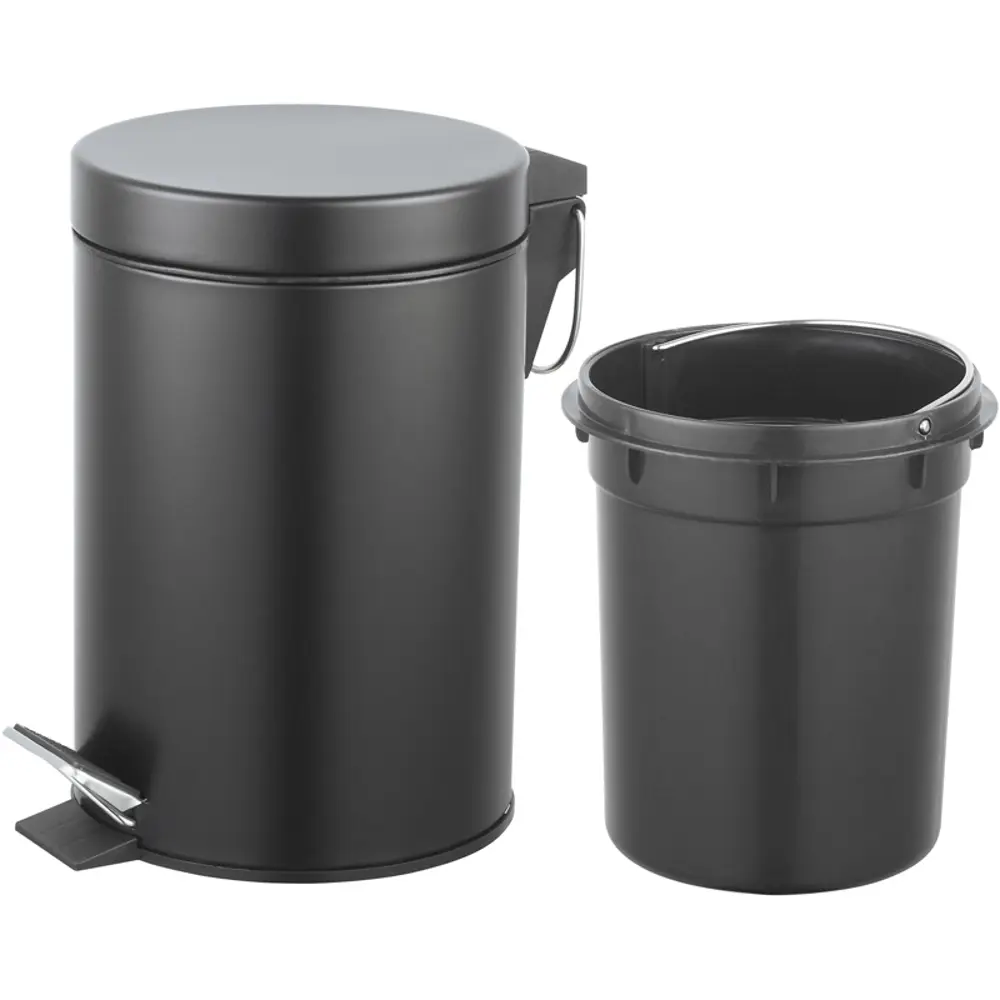 Контейнер для мусора для ванной KONSENSA Терни 3 л сталь цвет черный STLM-2173914 - Вид №3