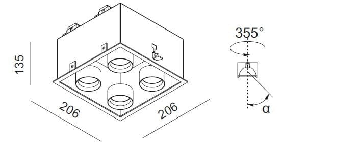 Окрашенный металлический поворотный встраиваемый прожектор Lucifero's Инки ARCH-00028209 - Вид №3