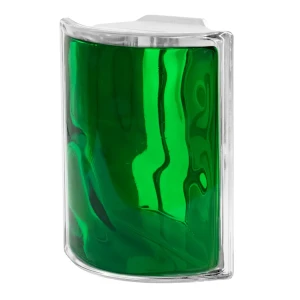 Стеклоблок Vitrablock Волна окрашенный внутри угловой цвет изумрудный