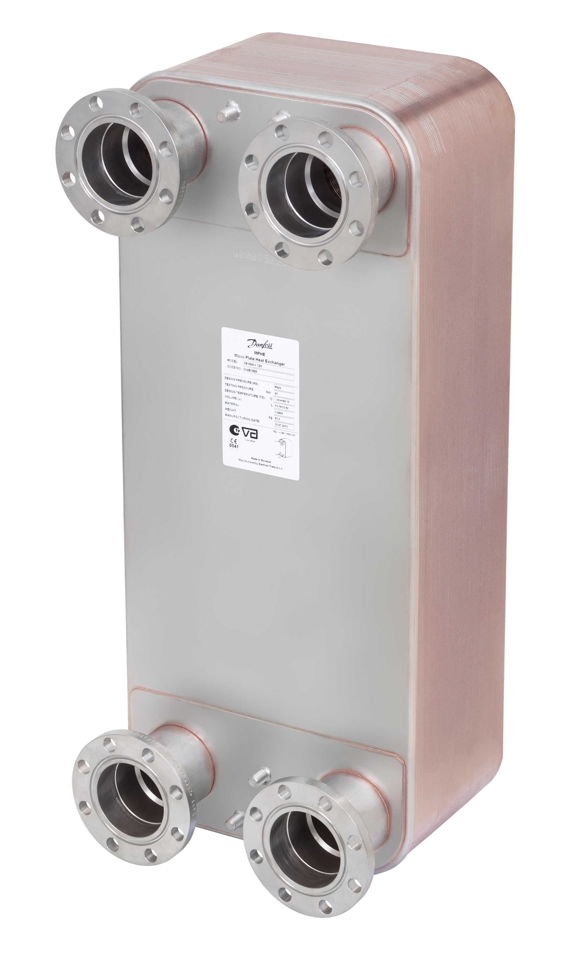 Danfoss Паяный пластинчатый теплообменник серии XB66 XB66L-1-80 PN16 DN65 паяный ТО 004B1965  - Вид №12