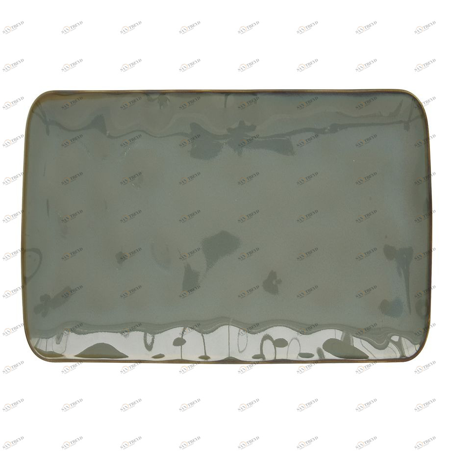 Тарелка фарфоровая прямоугольная большая серая Interiors EASY LIFE INTERIORS 00-3946747 Серый 