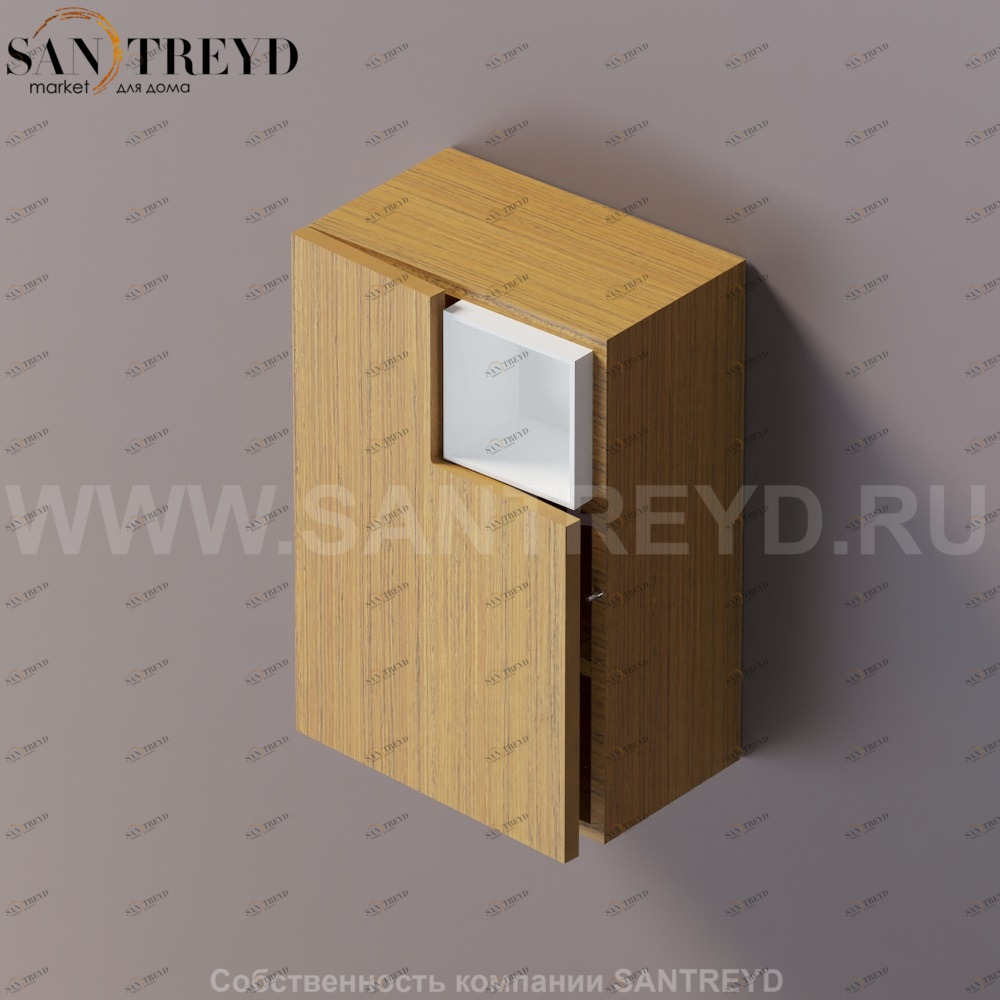 FLAT V Подвесной шкаф с мыльницей с петлями слева. Отделка: тик. AFXMO238042PTPT Agape