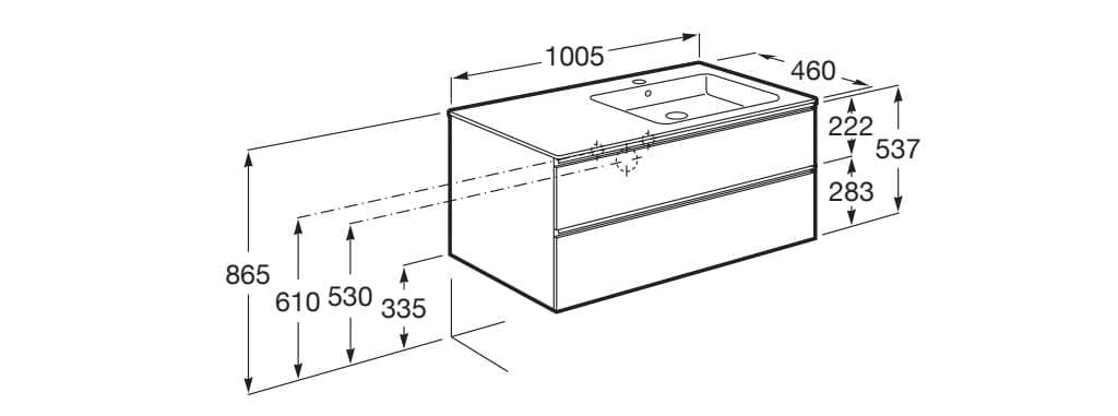 Деревянный подвесной шкаф для умывальника со встроенной раковиной с ящиками Roca The Gap ARCH-00072034 - Вид №85
