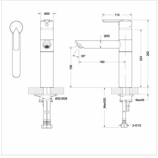 Смеситель для кухни с высоким поворотным изливом VARUNA F7134187CP bravat  - Вид №2