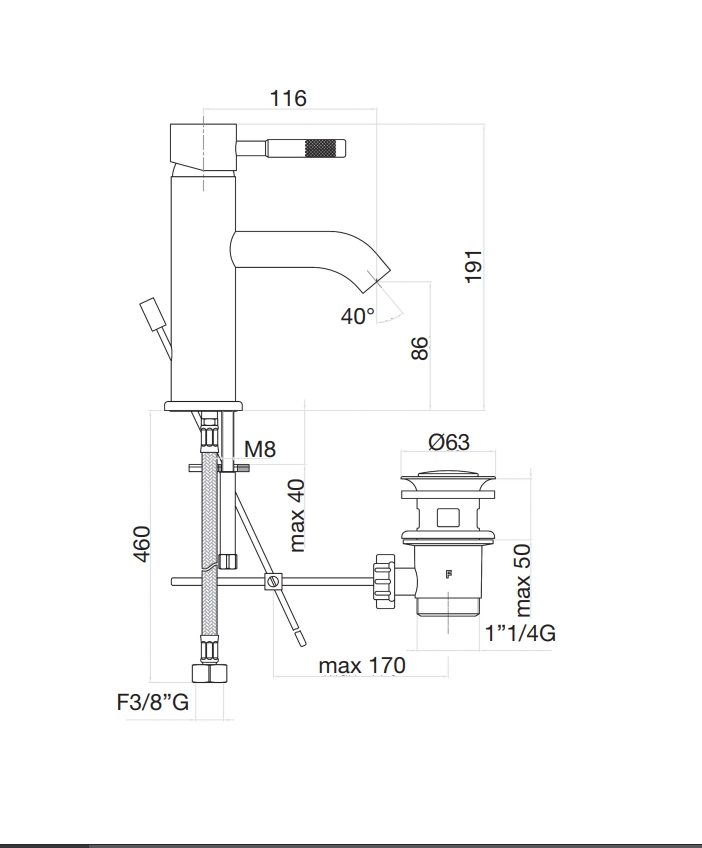 44NN5283 Смеситель для раковины , черный Fiore Xenon - Вид №2