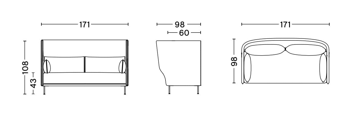 2-местный диван с высокой спинкой Hay силуэт ARCH-00103707 - Вид №28