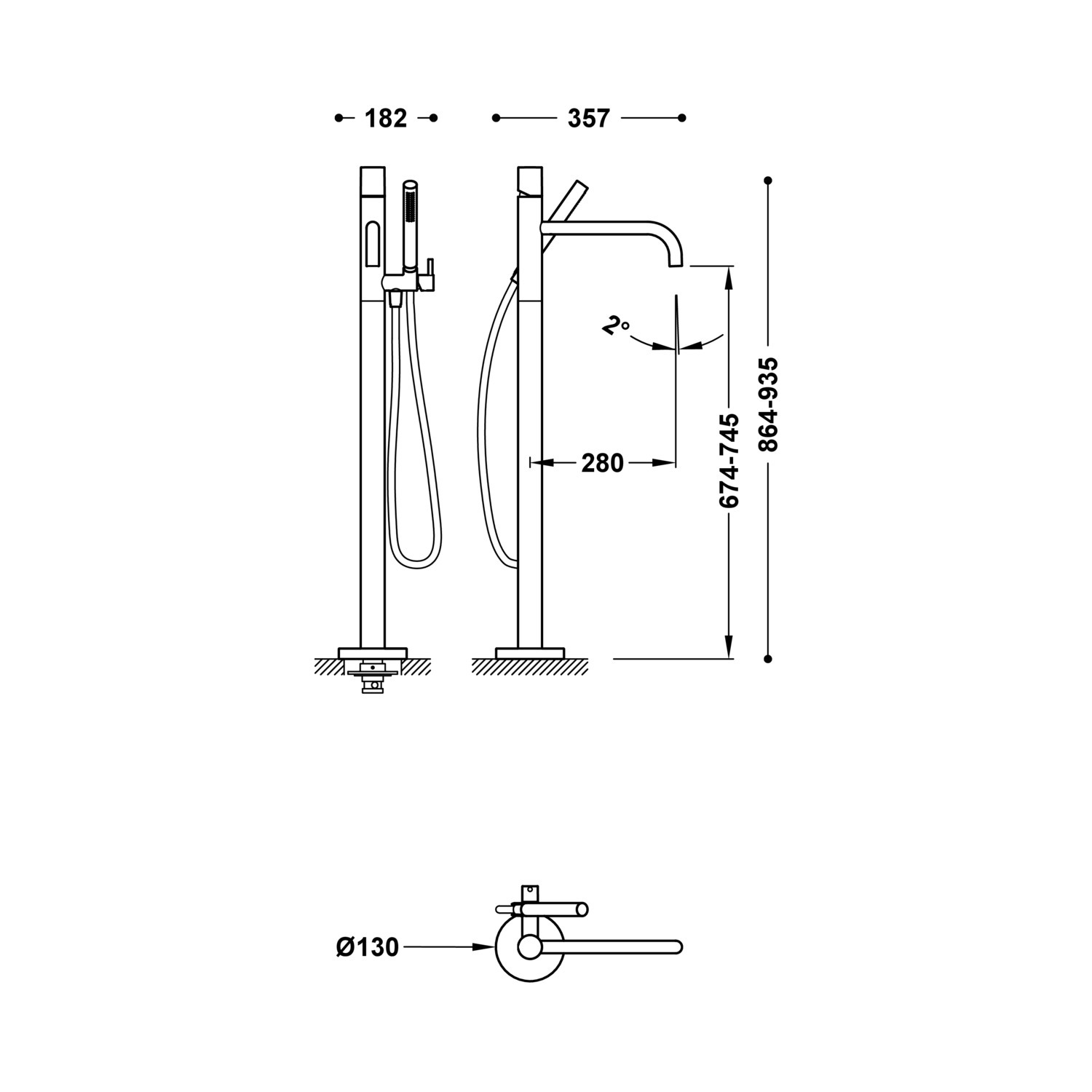 НАПОЛЬНЫЙ смеситель для ванной в кабинете-26247006 TRES  - Вид №1