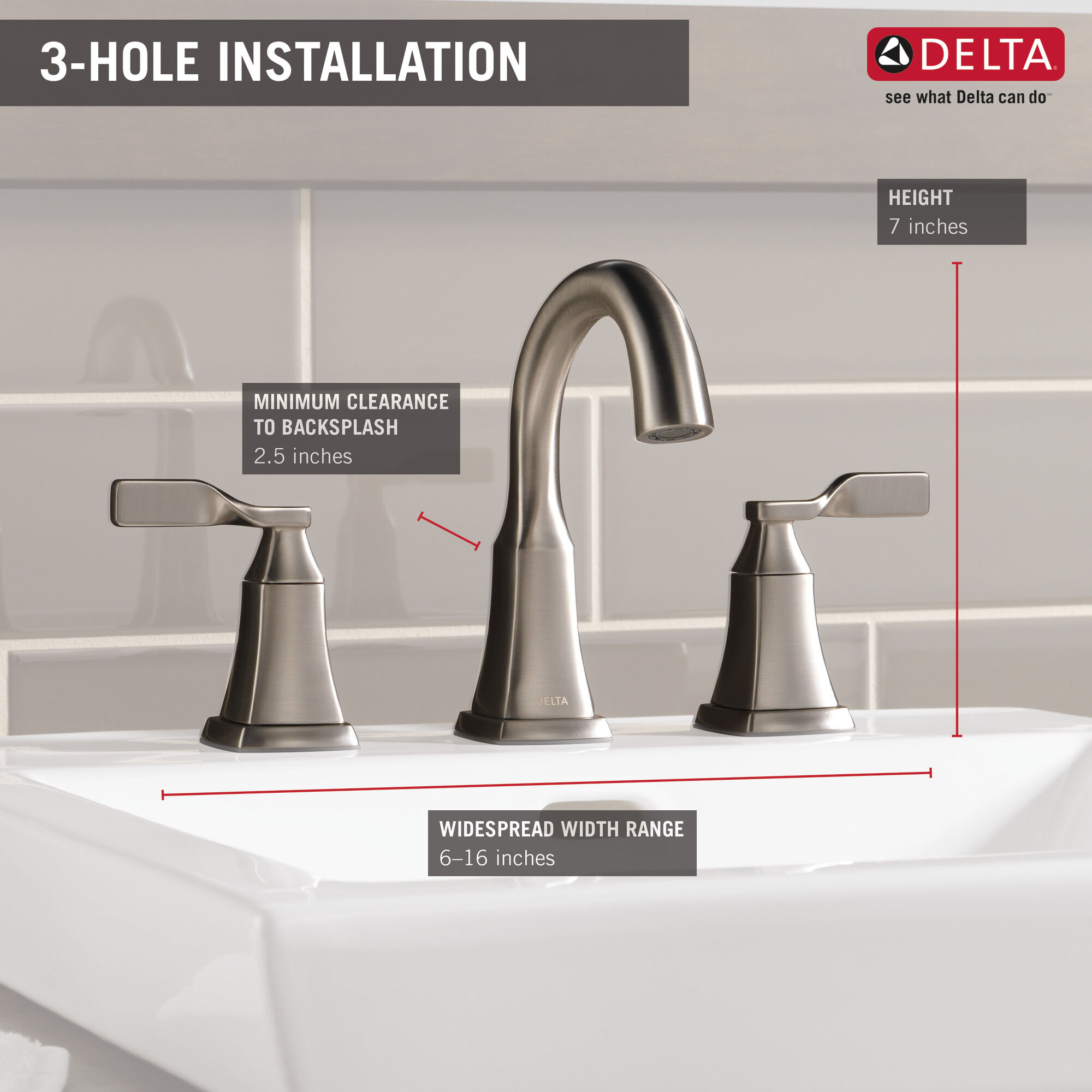 35766LF-SP Смеситель для ванной комнаты с двумя ручками Delta Faucet Delta Матовый никель Spotshield - Вид №1