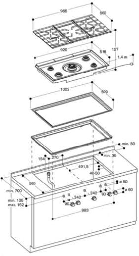 Gaggenau Газовая плита из нержавеющей стали Serie 400 Cg492211 - Вид №1