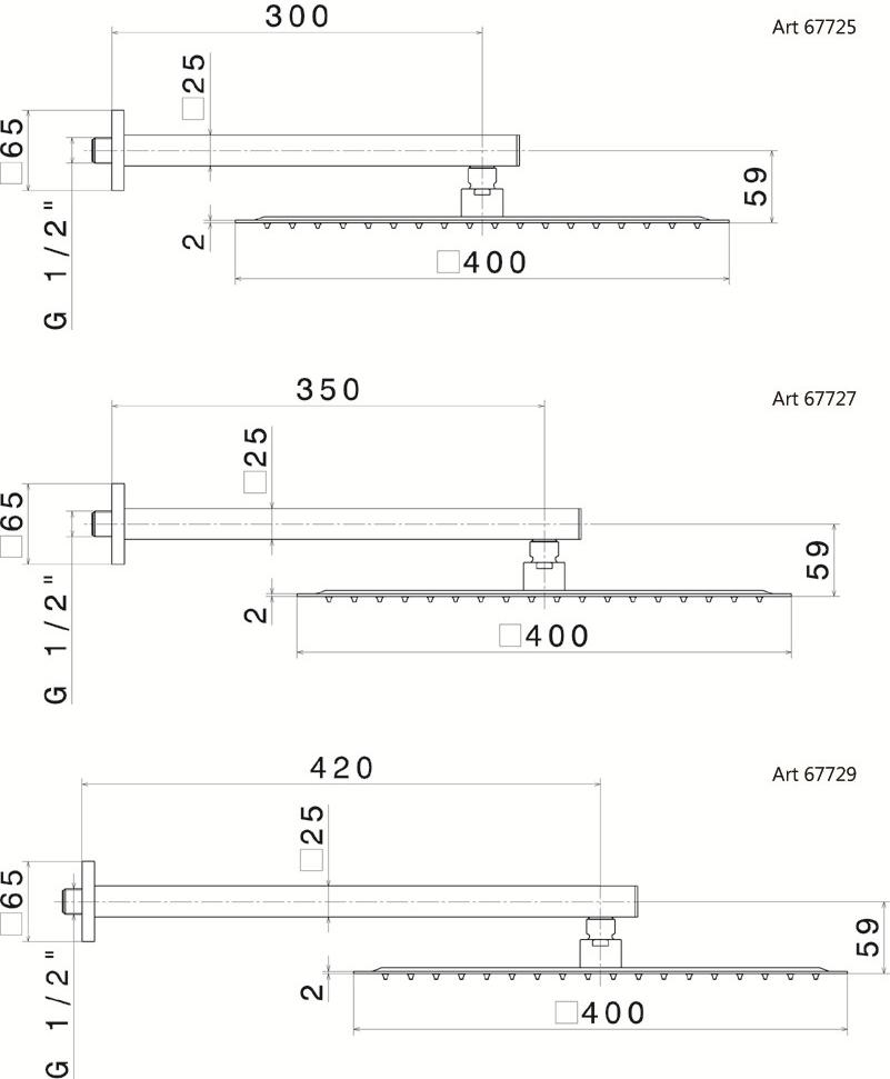 newform Настенная лейка душа с держателем Head showers 67727 - Вид №1