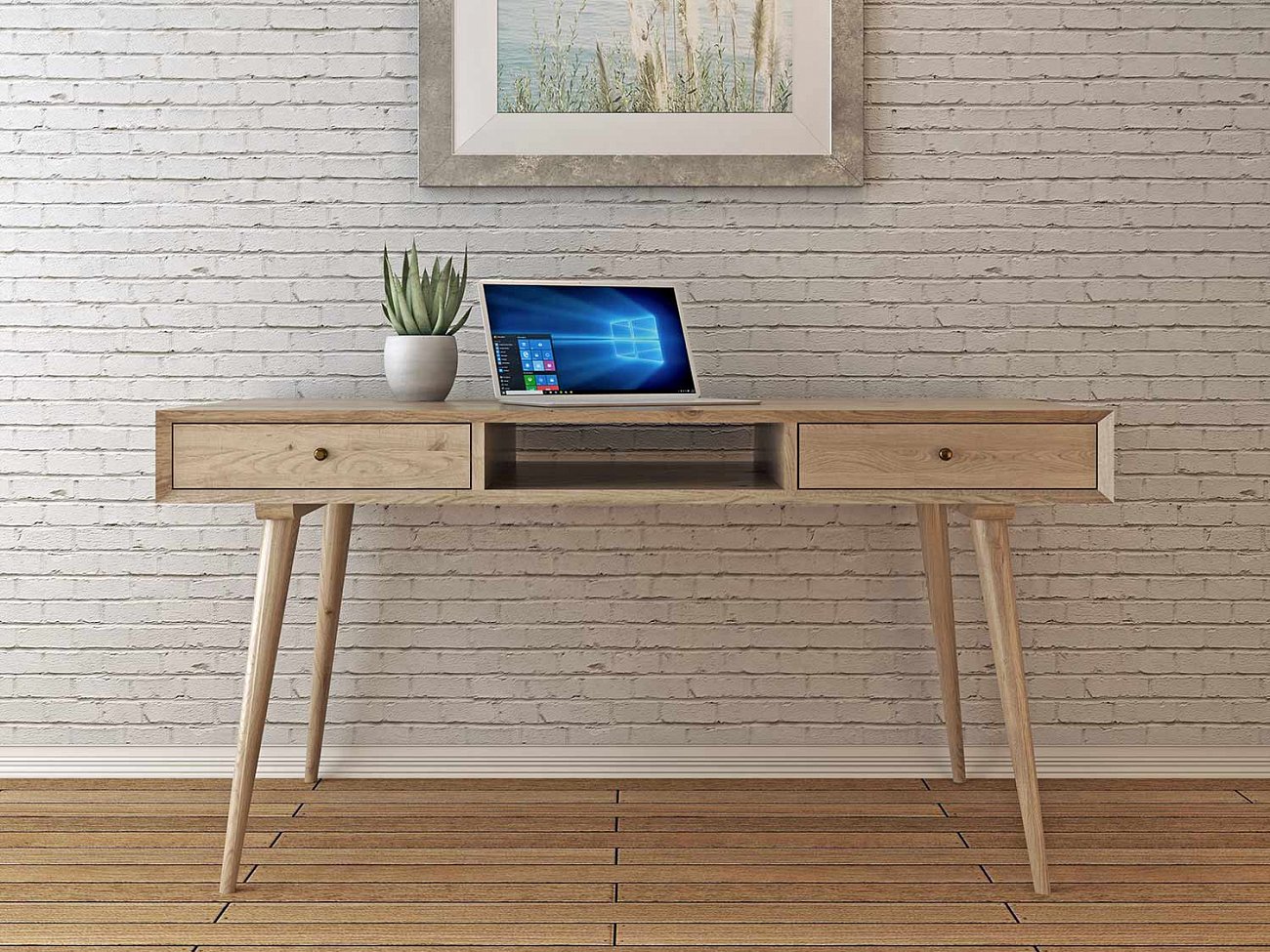 Письменный стол с ящиками деревянный, дуб Jordan FURNITERA ПИСЬМЕННЫЕ СТОЛЫ FURNITERA 120335 Дуб  - Вид №2