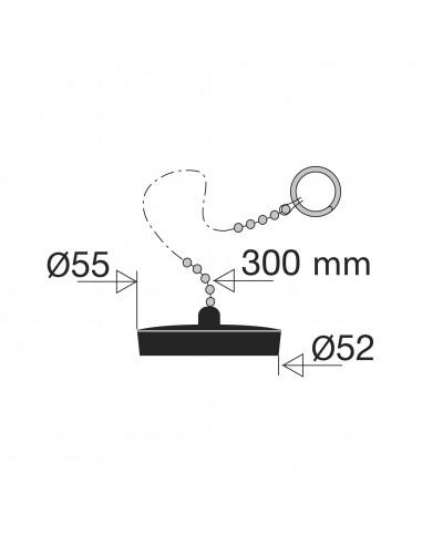 028400 005 01  Черный стопор с цепочкой и разрезным кольцом из хромированного металла, длина 300 мм, диаметр 52/55 мм Valentin Чернить  - Вид №2