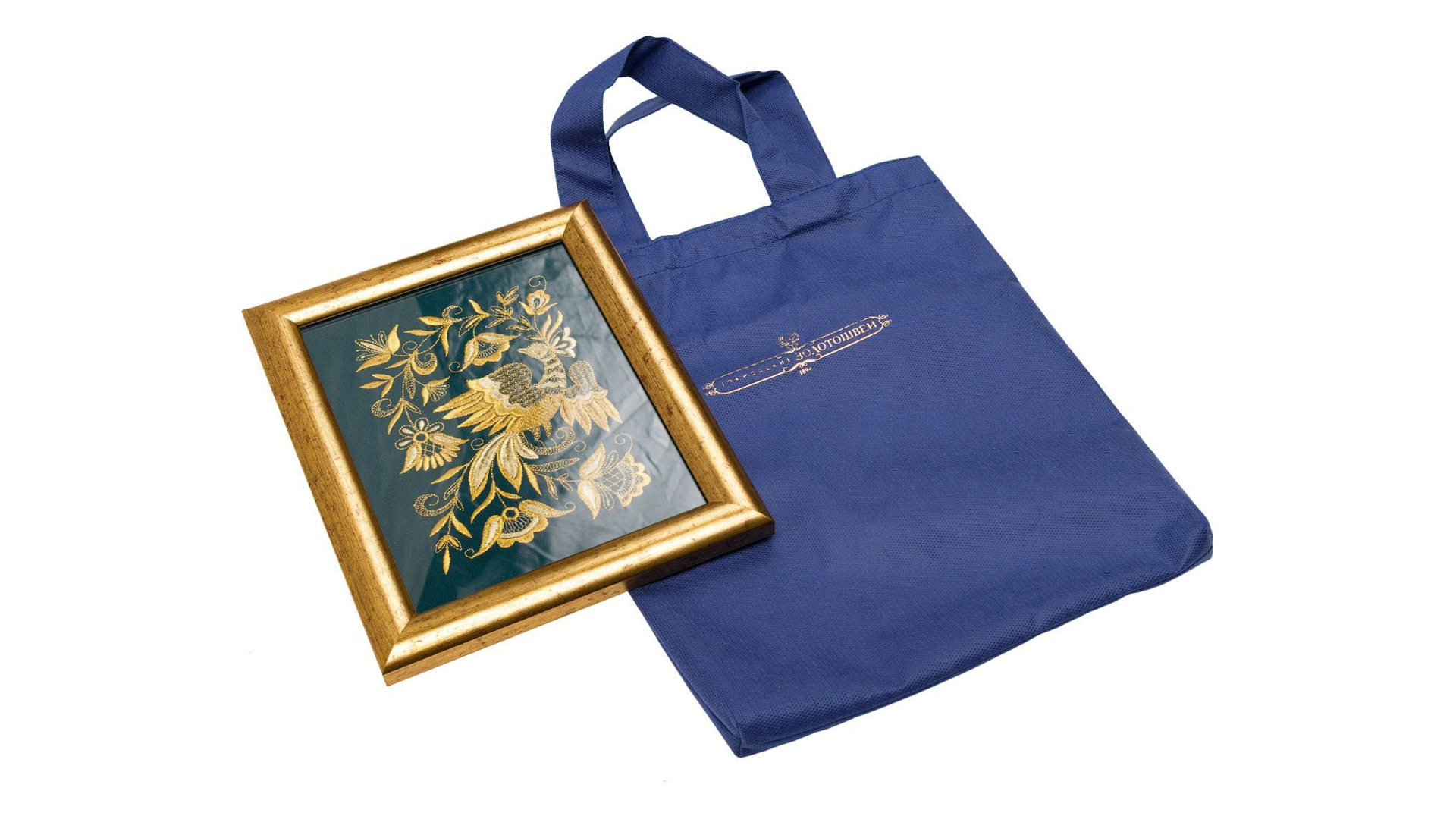 10659134 Торжокские золотошвеи Панно "Птица Весна", 17*14, рисунок 1358, зеленый Габардин  - Вид №2