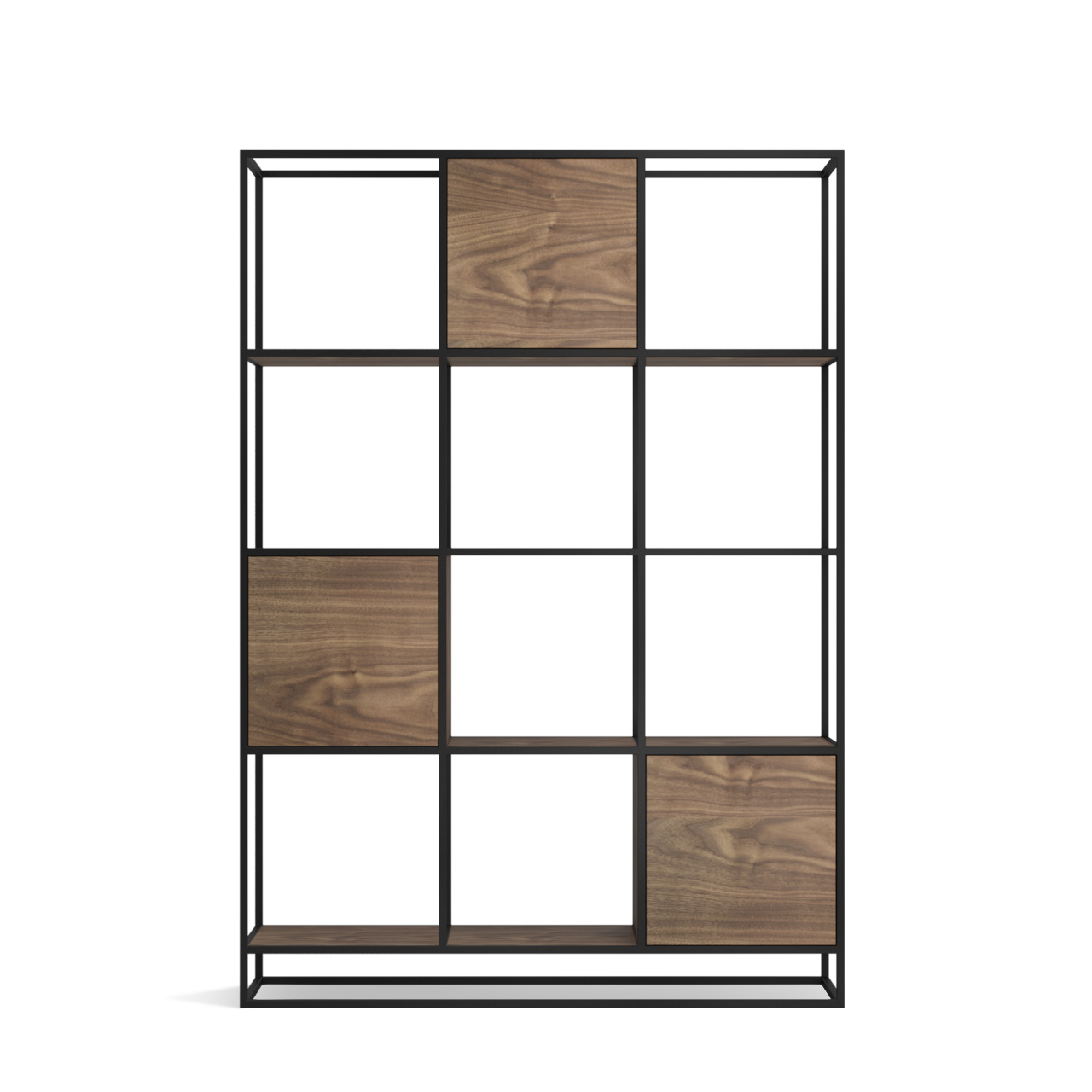 Стеллаж для книг американский орех Kvadra 3 INTELLIGENT DESIGN СТЕЛЛАЖИ KVADRA 260777 Коричневый;черный  - Вид №1