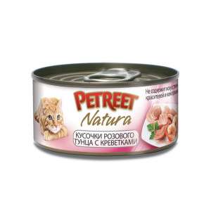 ПР0020178 Корм для кошек кусочки розового тунца с креветками конс. 70г PETREET