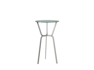 Высокий круглый стол из алюминия и хрусталя