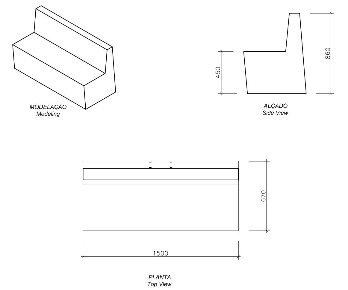 Бетонная скамья со спинкой amop Mia ARCH-00038583 - Вид №2