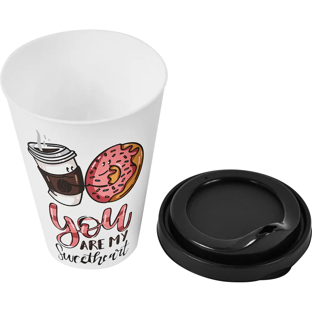 Стакан с крышкой Delinia You Are My Sweetheart 420 мл пластик цвет белый STLM-2152551 - Вид №3