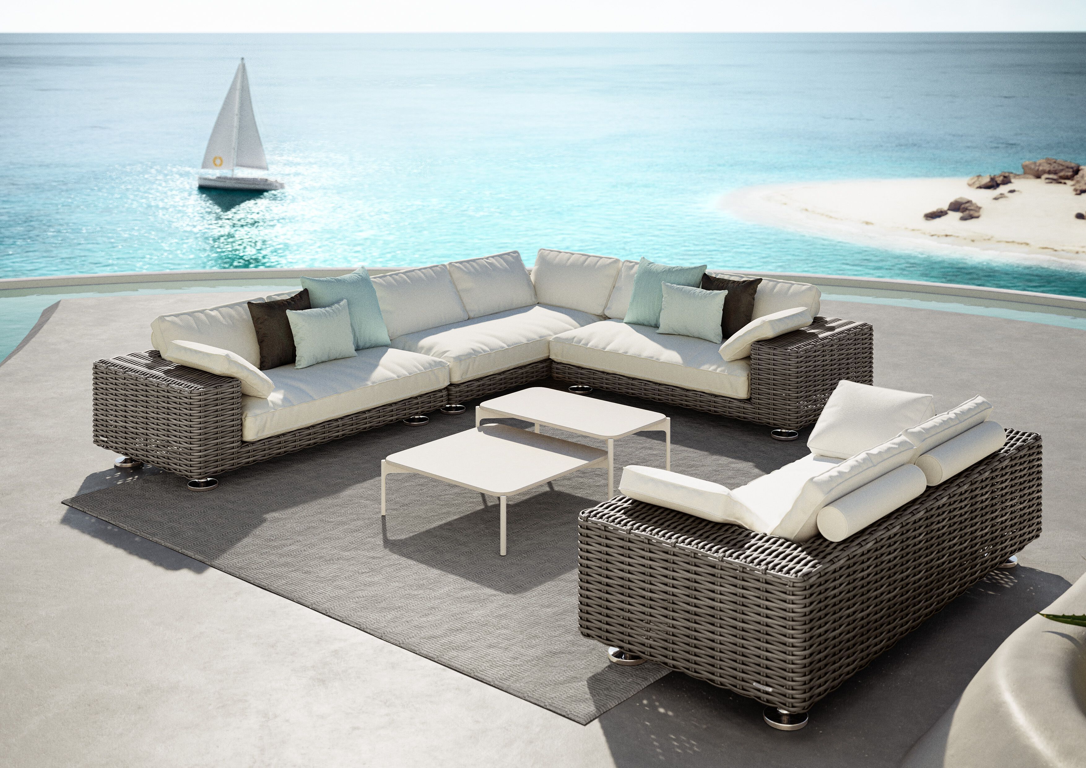 3-местный тканевый садовый диван DEDON Парос ARCH-00121586 - Вид №3