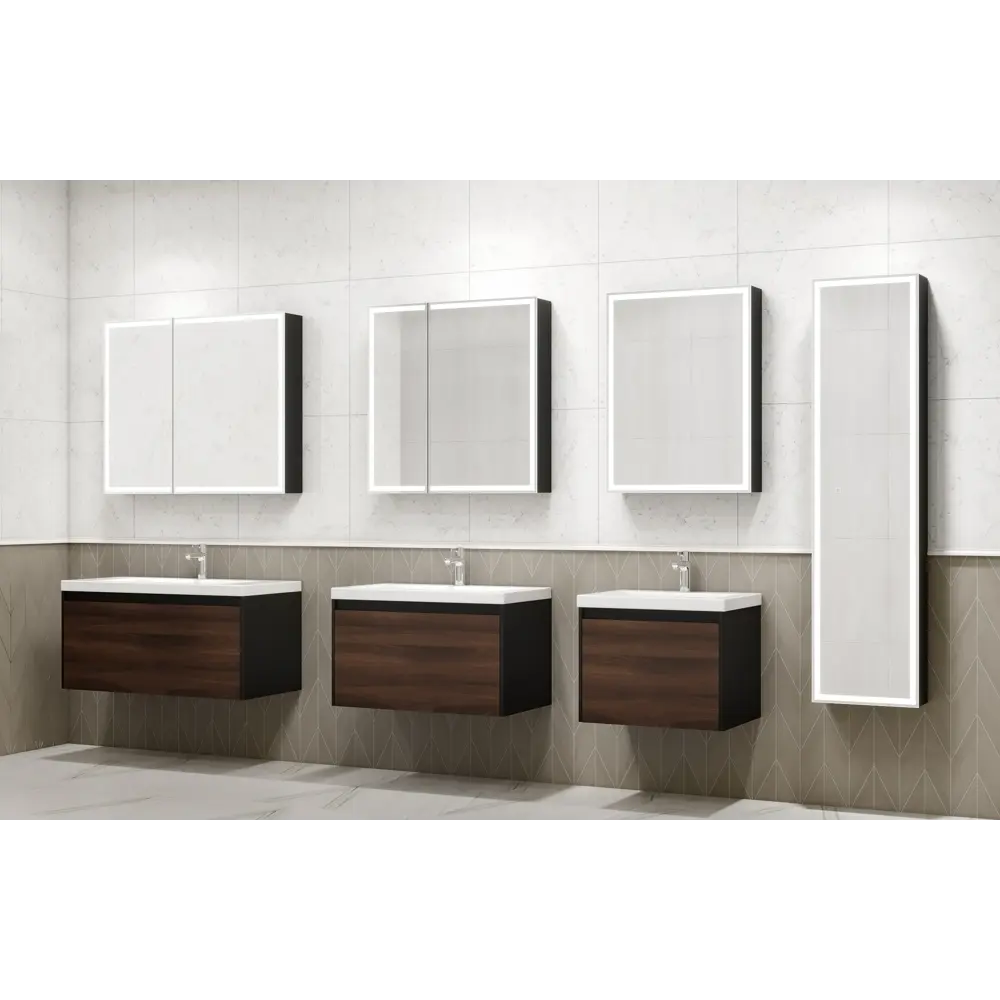 Шкаф зеркальный подвесной Montero Black LED с подсветкой 100x80 см цвет черный Santreyd STLM-2102448 - Вид №5