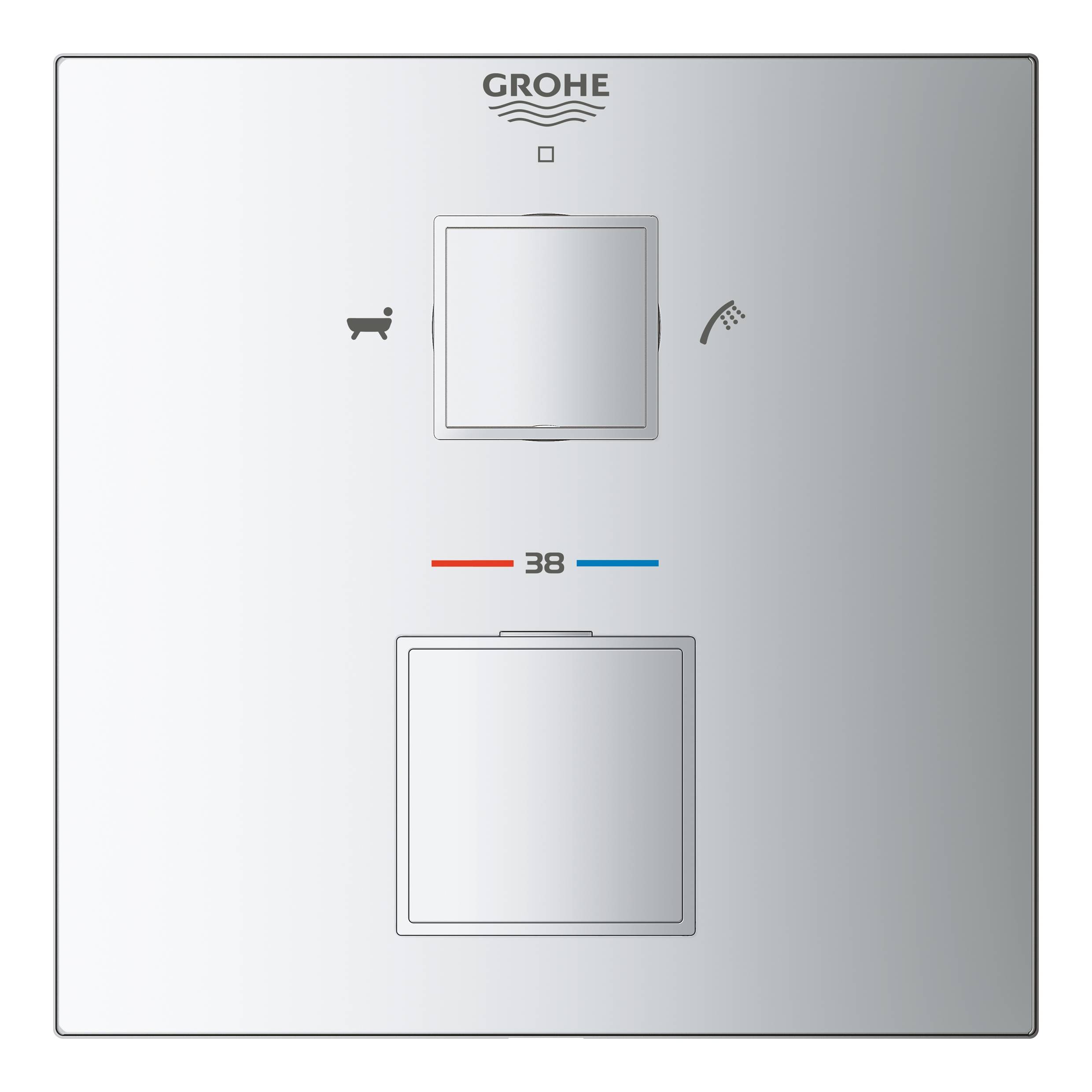 Внешняя часть термостатического смесителя для душа GROHE Grohtherm Cube с переключателем на 2 положения ванна/ручной душ, хром (24155000) - Вид №1