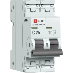 Автоматический выключатель EKF Proxima ВА47-63 2P N C25 А 6 кА 88883137 STLM-2113369