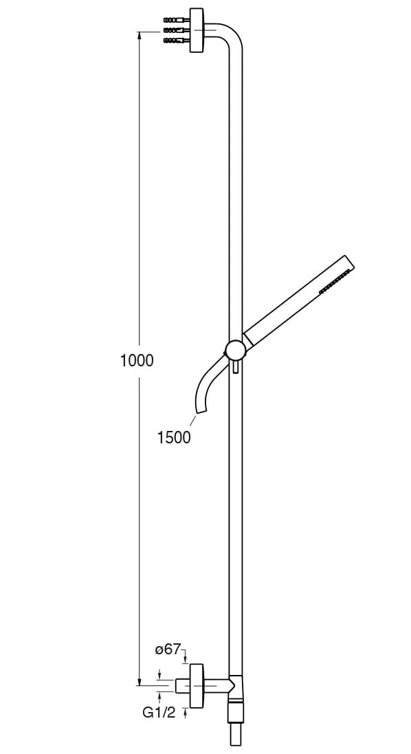 Стержень из нержавеющей стали с ручным душем CRISTINA Rubinetterie дополнения для душа / ванны / умывальника - Inox collection ARCH-00116632 - Вид №2