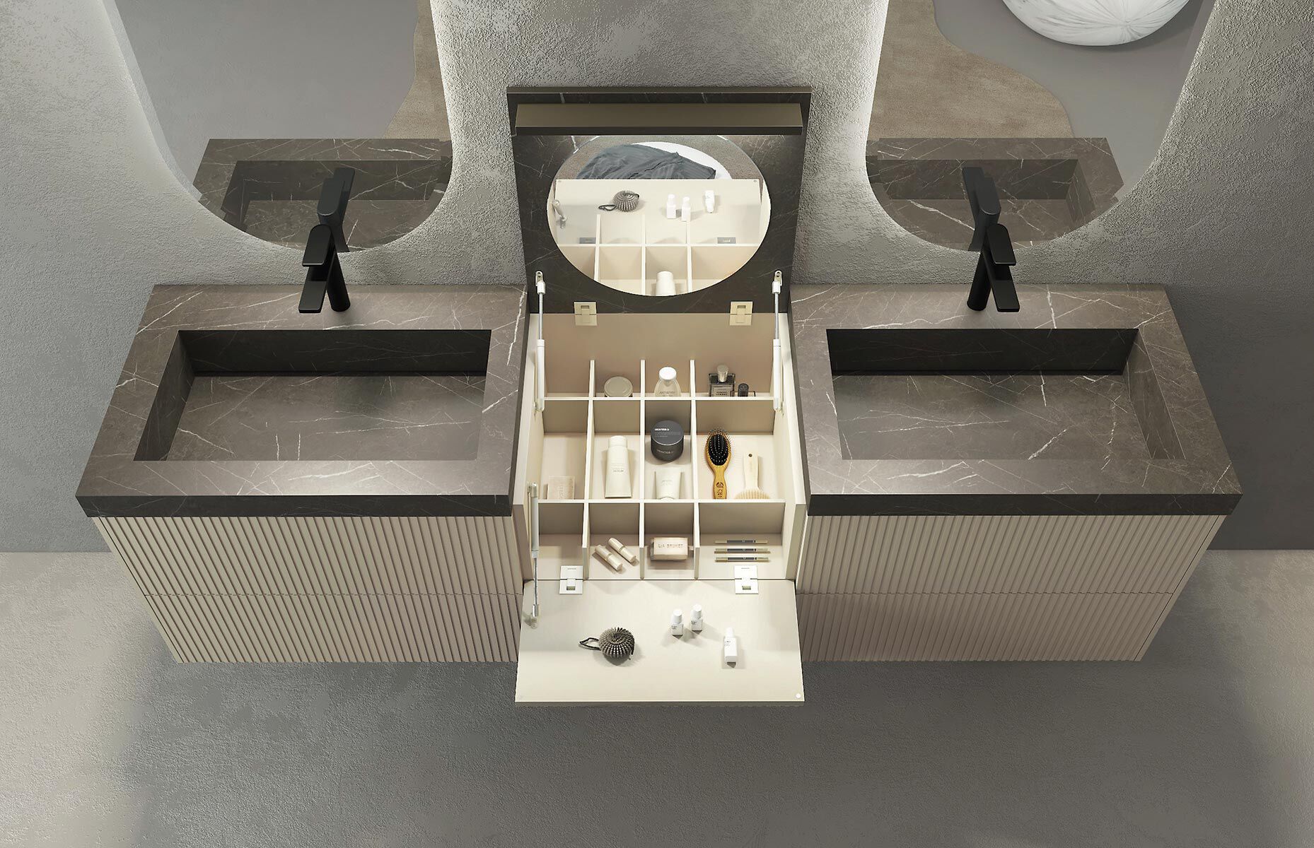 Деревянный подвесной двойной умывальник с ящиками LEGNOBAGNO Re-Stretch ARCH-00035799 - Вид №2