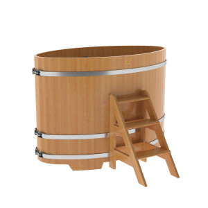 1162 Купель овальная из лиственницы 0,92х1,66х1,2 натуральная премиум Alyarus