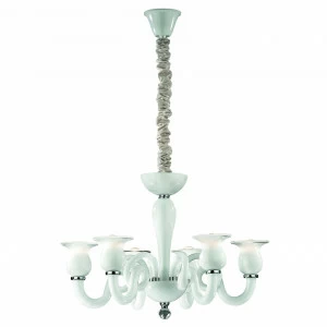 Люстра дизайнерская Ruff хром белая Teseo SP6 IDEAL LUX ДИЗАЙНЕРСКИЕ, TESEO 057442 Белый