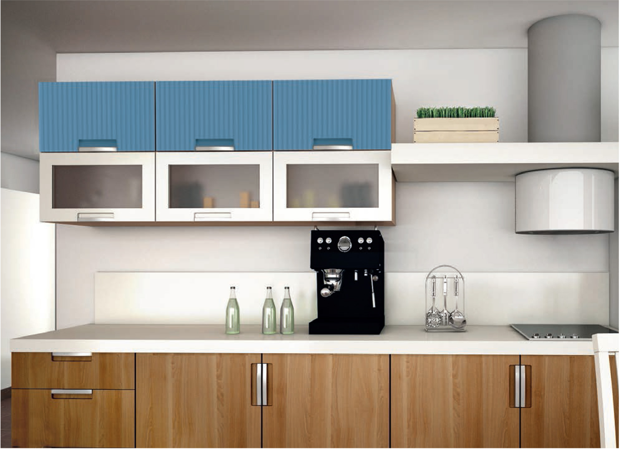 Фасады для кухни Модерн Фрезеровка «Магнум Билд» 702 Голубой SIDAK SIST875-14103 - Вид №1