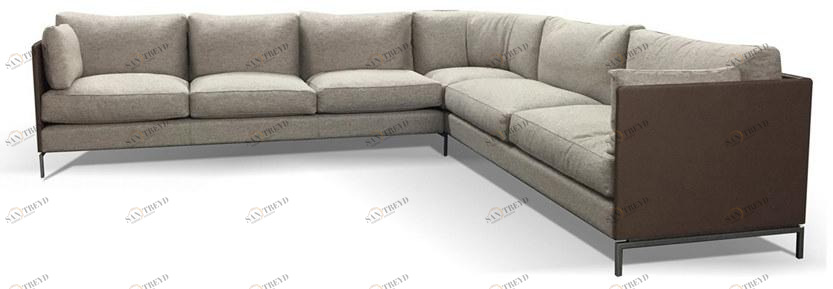 Duvivier Canapés 7-местный модульный угловой диван из ткани и кожи Lodge sun-id-1503594