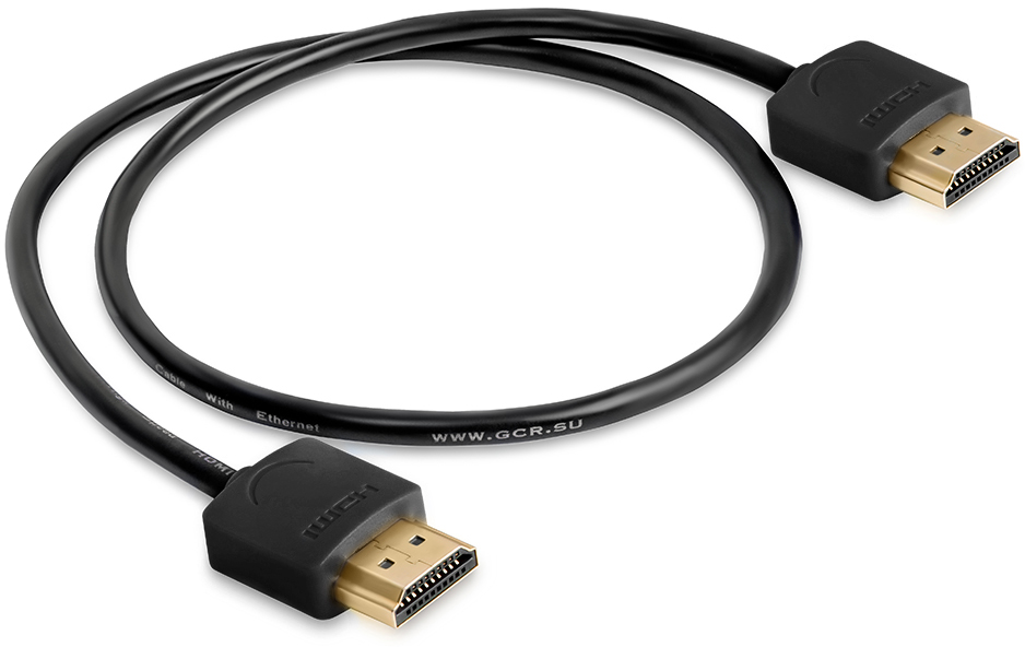 GCR-HM510-0.2m кабель 0.2m v1.4 hdmi m/m черный, slim od3.8mm, 32/32 awg, позолоченные контакты, ethernet 10.2 гбит/с, 3d, 4k, premium , экран Greenconnect Santreyd  - Вид №1