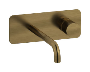 Встроенный в стену смеситель для раковины на 2 отверстия с длинным изливом в комплекте с донным клапаном WE ARE IB vn313cc Modern Bronze Vinile